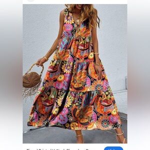 Orange Paisley Maxi dress XXL